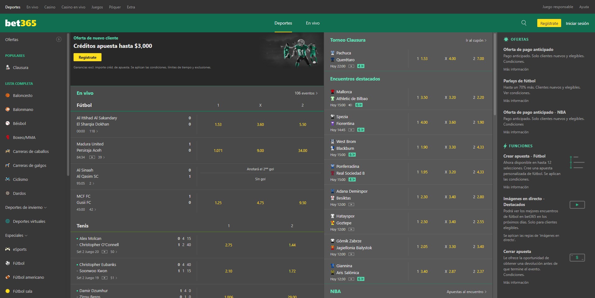 bet365 main page