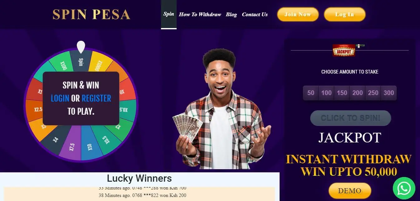 SpinPesa Casino home page